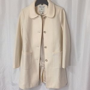 Allegra K Winter Overcoat Peter-Pan Collar Single Breasted Ivory Sz S Lined NWT